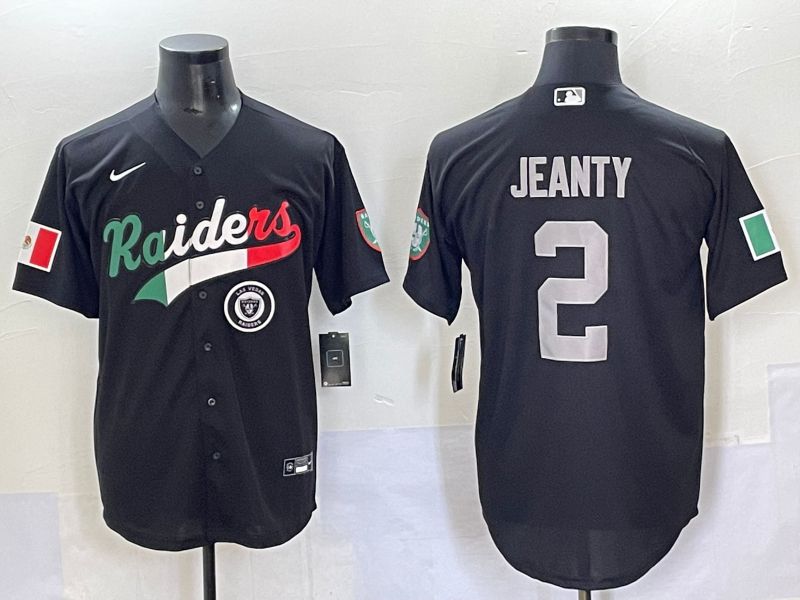 Men 2025 Oakland Raiders #2 Jeanty Black Joint Name Nike Limited NFL Jersey style 7038